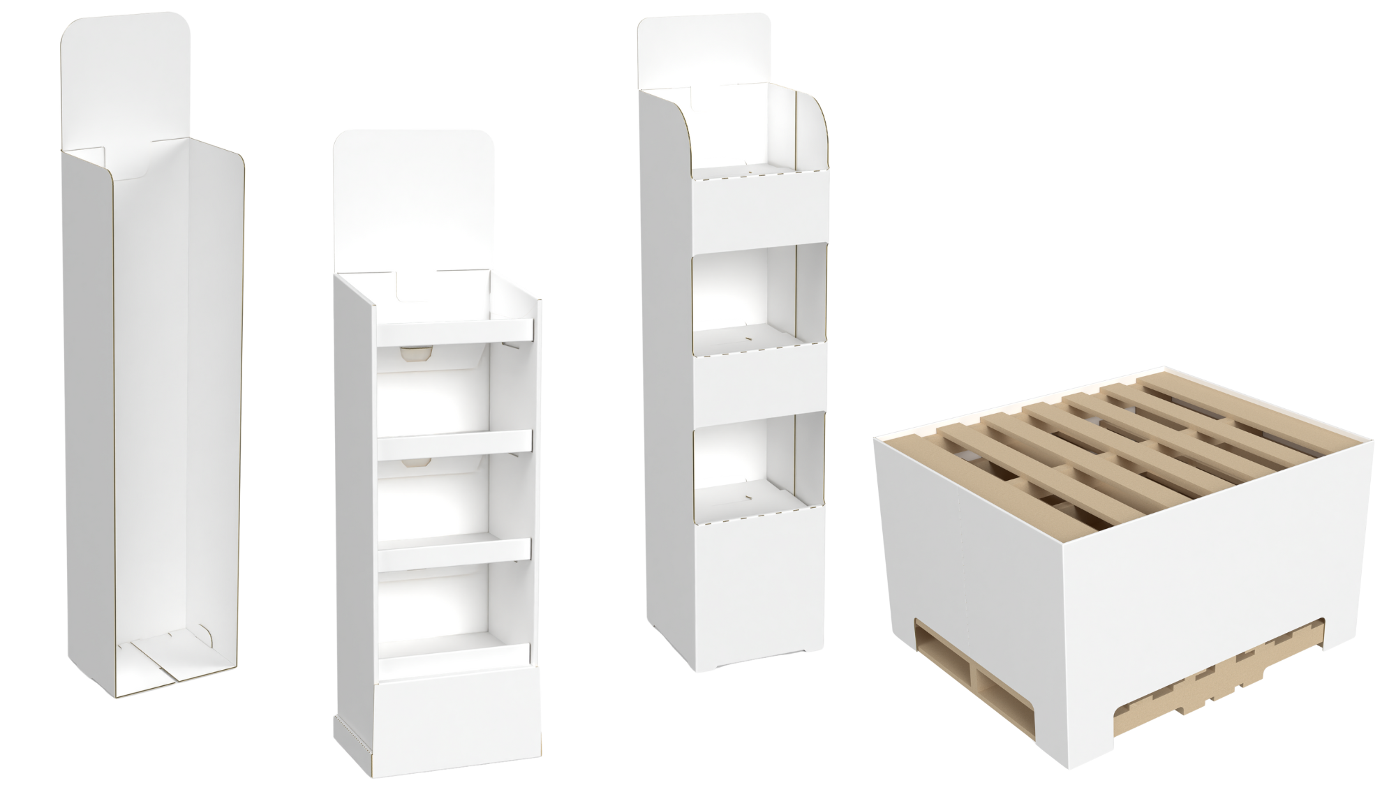 présentoirs et jupe de palette